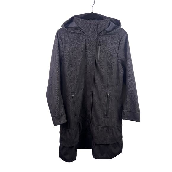 Athleta Shelter Cove Jacket, Gray Herringbone, Softshell, Hooded Rain Coat - Picture 2 of 15